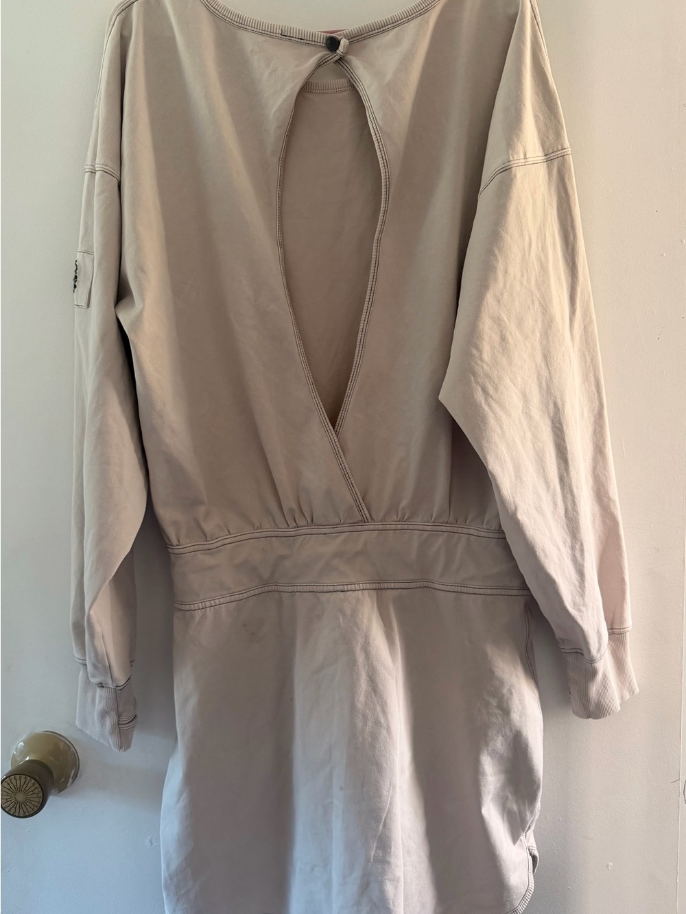 a.n.a Taupe Backless Long Sleeve Dress